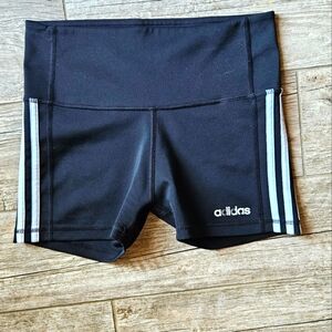 Adidas Women's Black Athletic Shorts with White Stripes